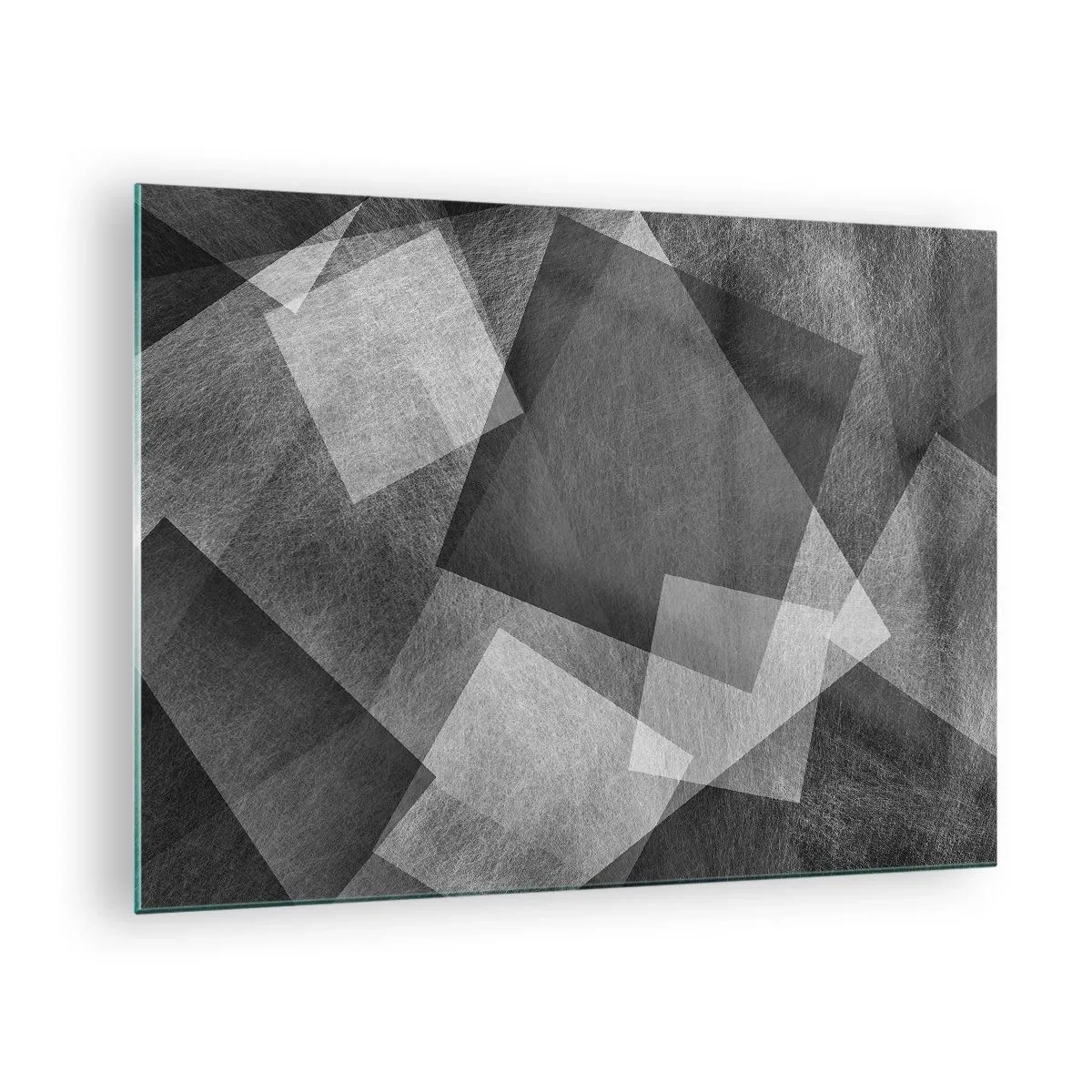 Obraz na skle - Geometrická abstrakce v odstínech černé, bílé a šedé - 70x50cm - Odvěký symbol trvalosti a pořádku - Moderní nástěnná dekorace do obývacího pokoje a ložnice ARTTOR