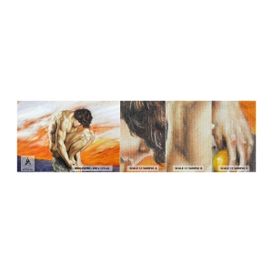 Vzor Fototapety Premium Canvas - Ponořen do sebe - Tělo, Muž, Socha - 100x30 cm