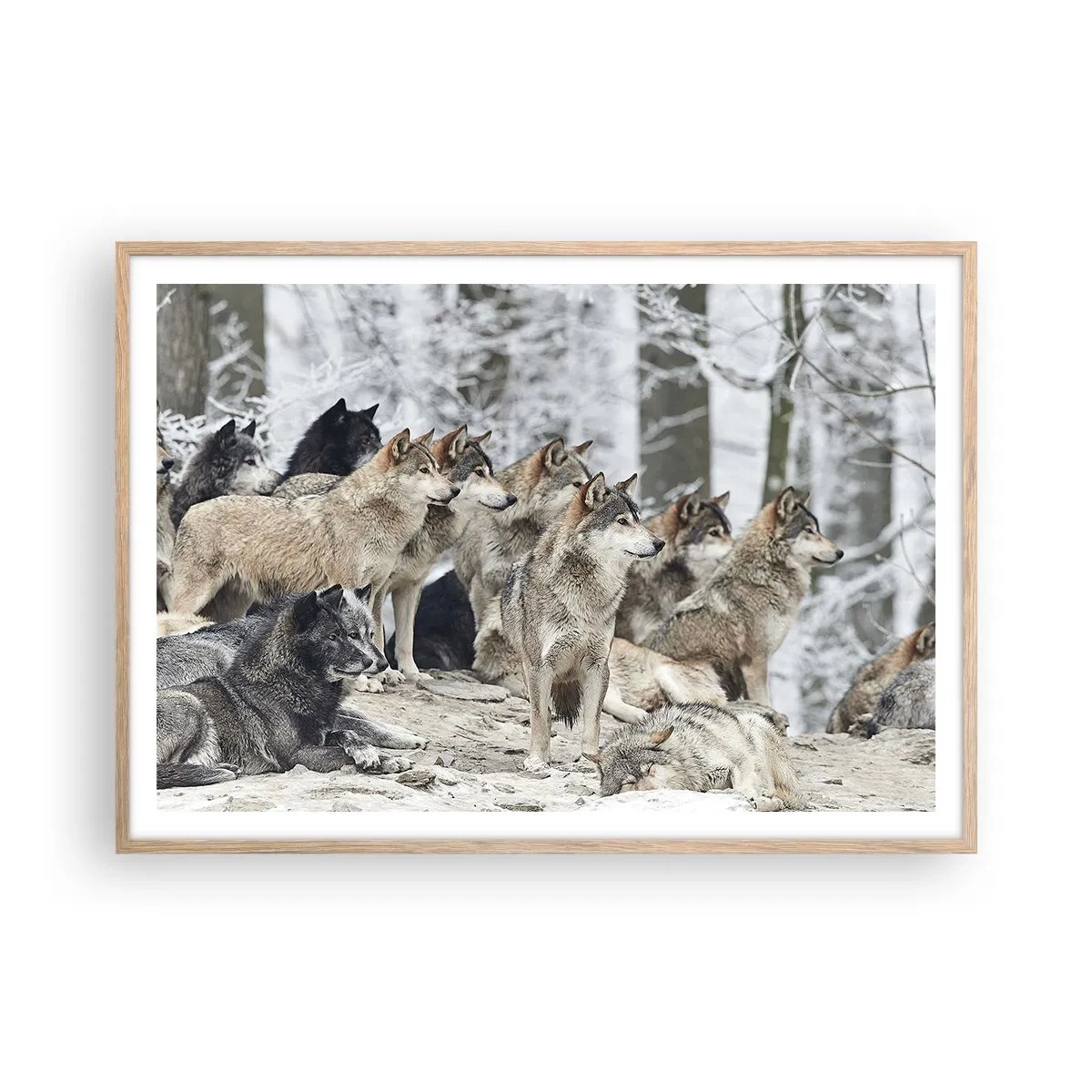 Plakát v rámu světlý dub - Rodina a přátelé - 100x70 cm