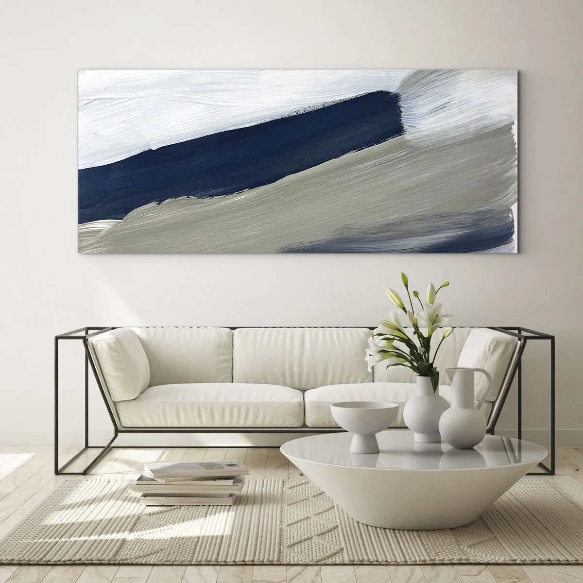Obraz na skle - Setkání s bílou - 100x40 cm