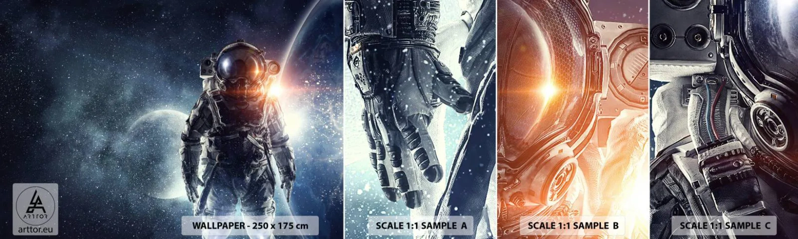 Vzor Fototapety Samolepicí Deluxe Sticker - Vesmírné dobrodružství - Kosmos, Astronaut, hvězdy - 100x30 cm