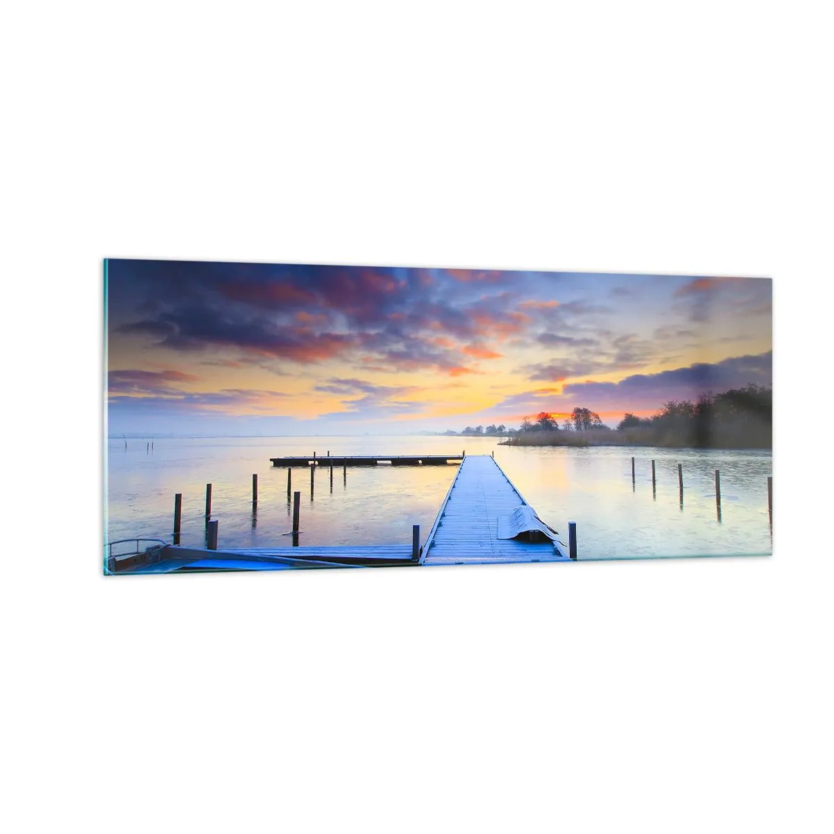 Obraz na skle - Fialovo-zlatý klid - 100x40 cm
