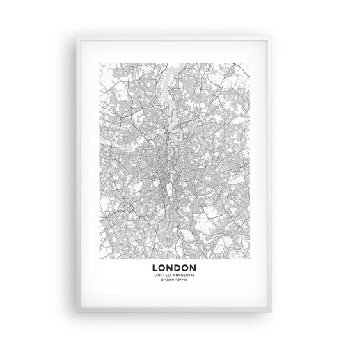 Plakát v bílém rámu - Mapa londýnského labyrintu - 70x100 cm