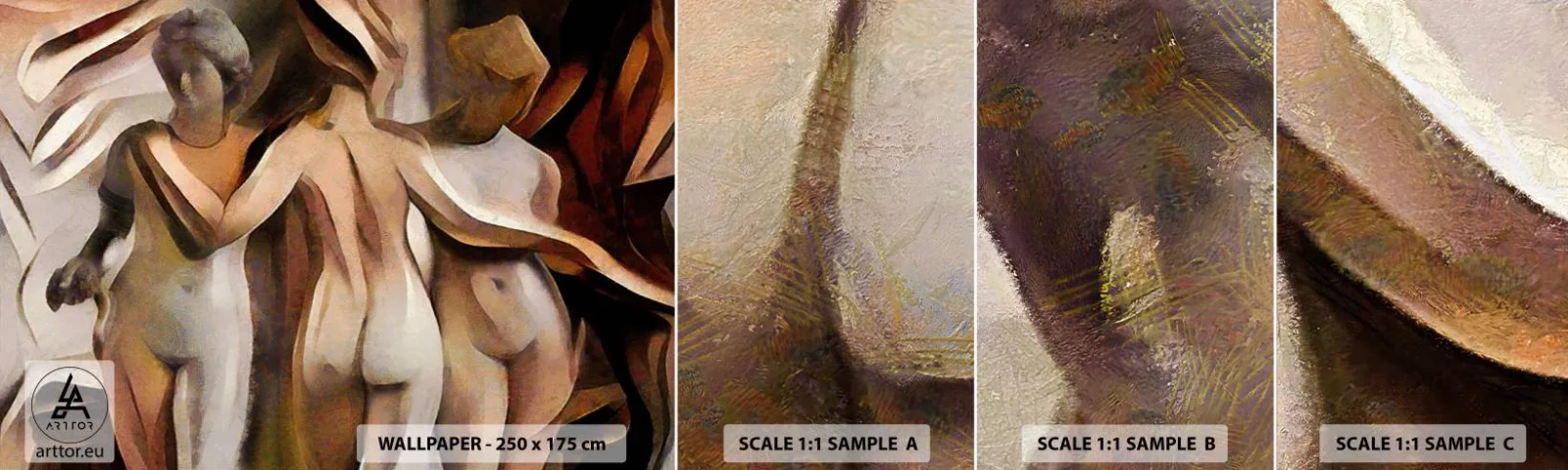 Fototapeta Vzorek Standard Eco - Tři Grácie 2.0 - Žena, Kubismus, Kus - 100x30 cm