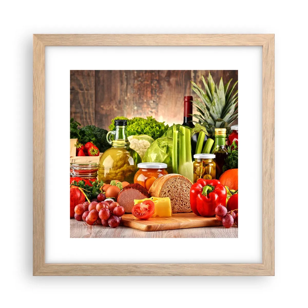 Plakát v rámu světlý dub - Uzené, pečené, marinované - 30x30 cm