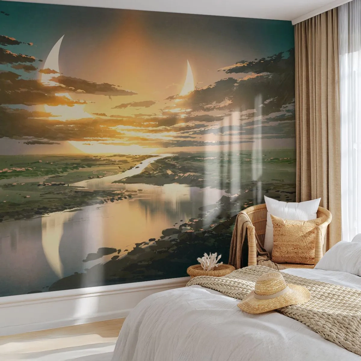 Fototapeta Premium Sand - Někde ve vzdálené galaxii - Krajina, Měsíc, Fantazie - 100x70 cm