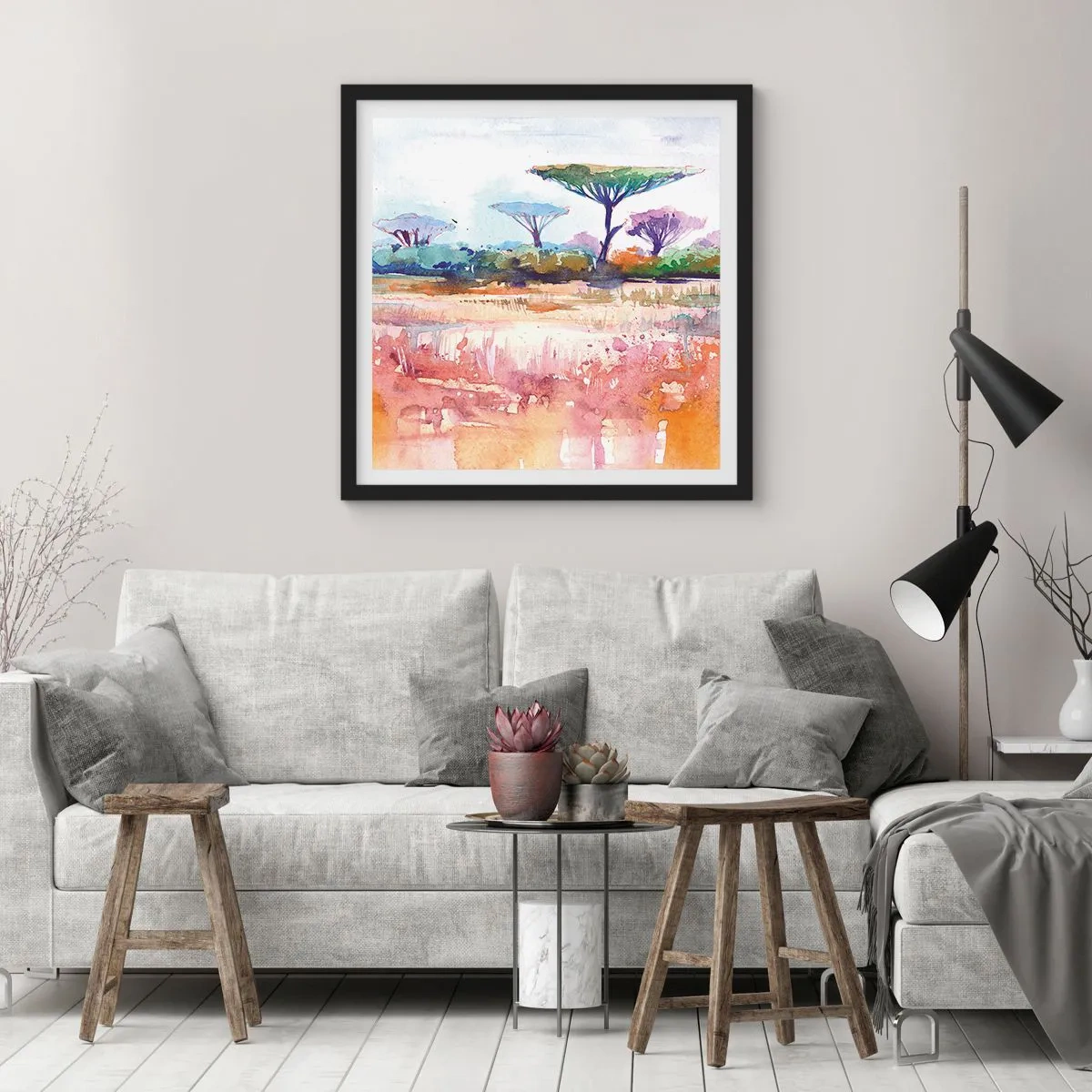 Plakát v černém rámu - Barvy savany - 30x30 cm