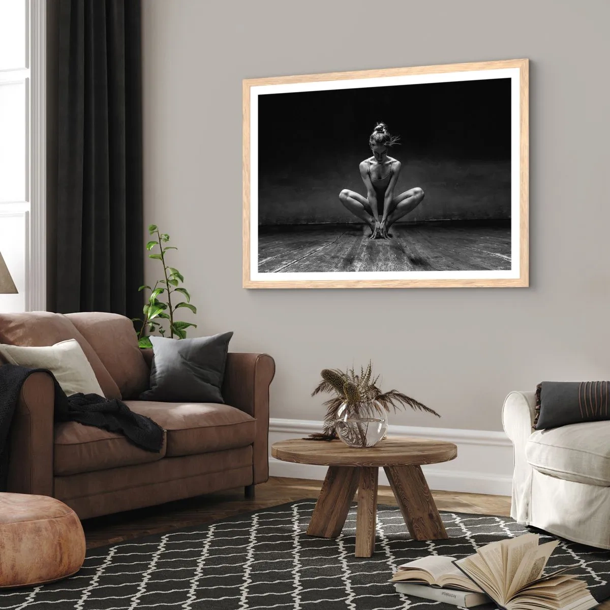 Plakát v rámu světlý dub - Koncentrace taneční energie - 91x61 cm