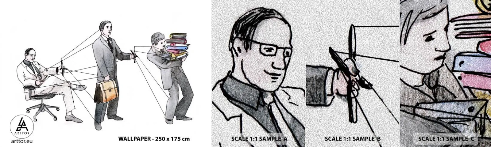 Vzor Fototapety Premium Sand - Každý má svého pána - Abstrakce, Muž, Práce - 100x30 cm