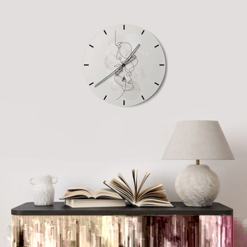 Nástěnné hodiny - Zamotaní v objetí - 30x30 cm