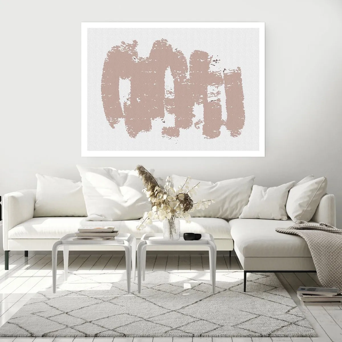 Plakát - Abstrakce v jemné růžové - 70x50 cm