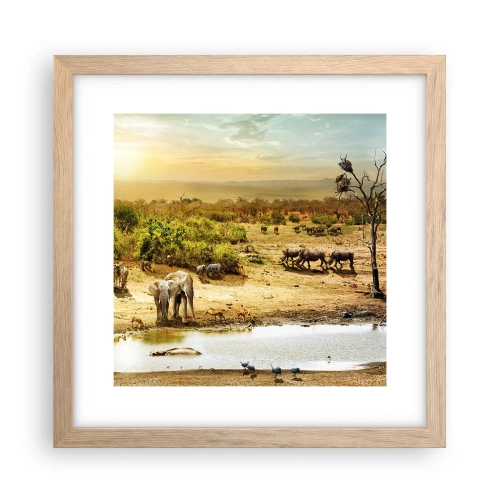 Plakát v rámu světlý dub - „Z ráje opět pramenila řeka…“ - 30x30 cm