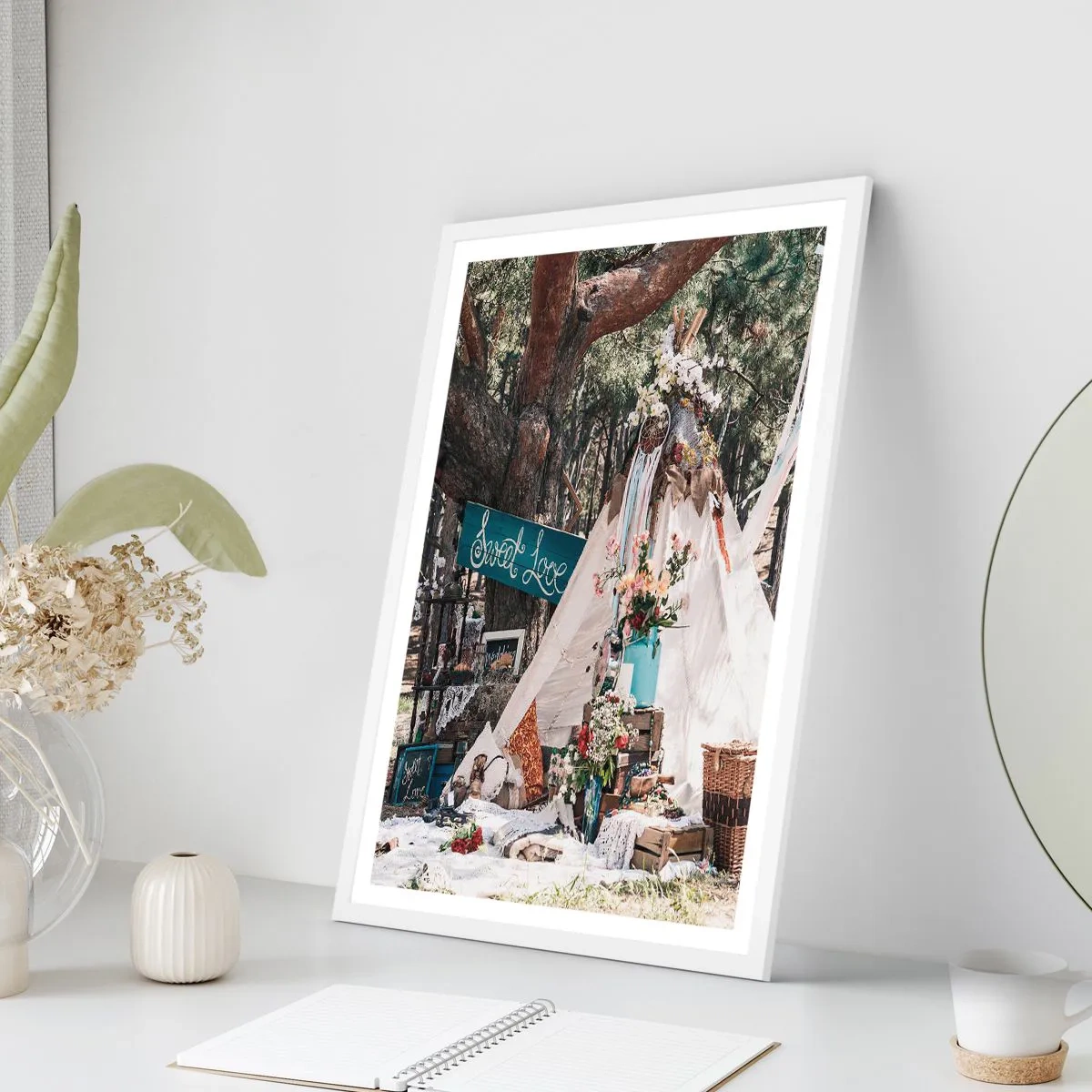 Plakát v bílém rámu - Make love… - 50x70 cm