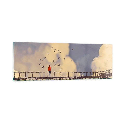 Obraz na skle - Modrý stesk - 90x30 cm