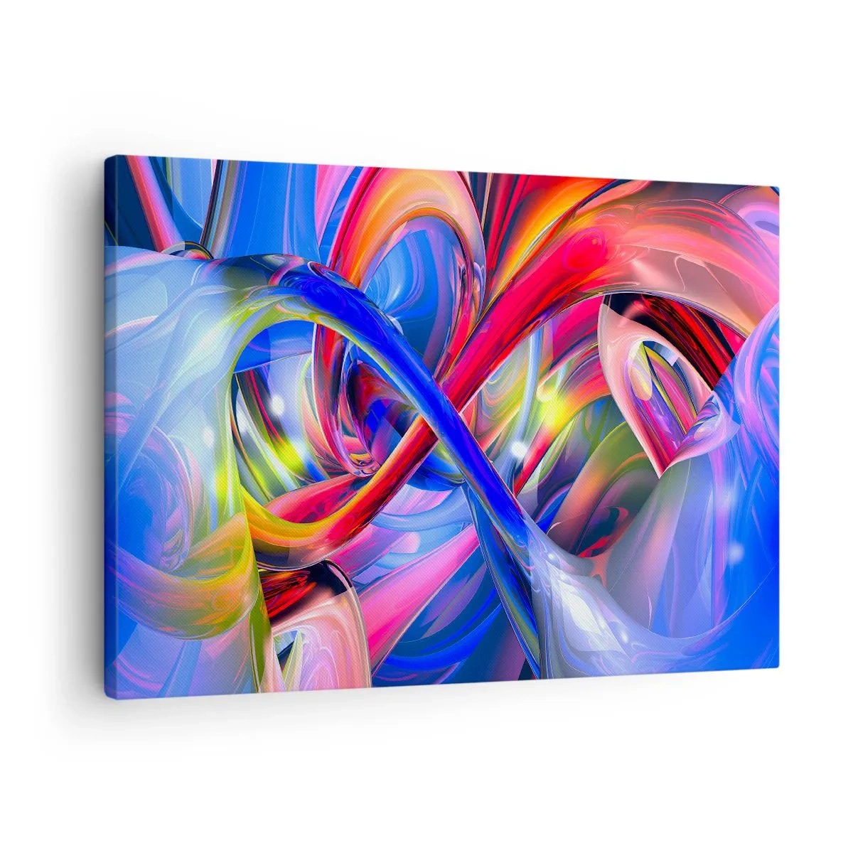 Obraz na plátně - Abstraktní, barevné geometrické kompozice v dynamických tvarech - 70x50cm - Tanec barev - Moderní nástěnná dekorace do obývacího pokoje a ložnice ARTTOR