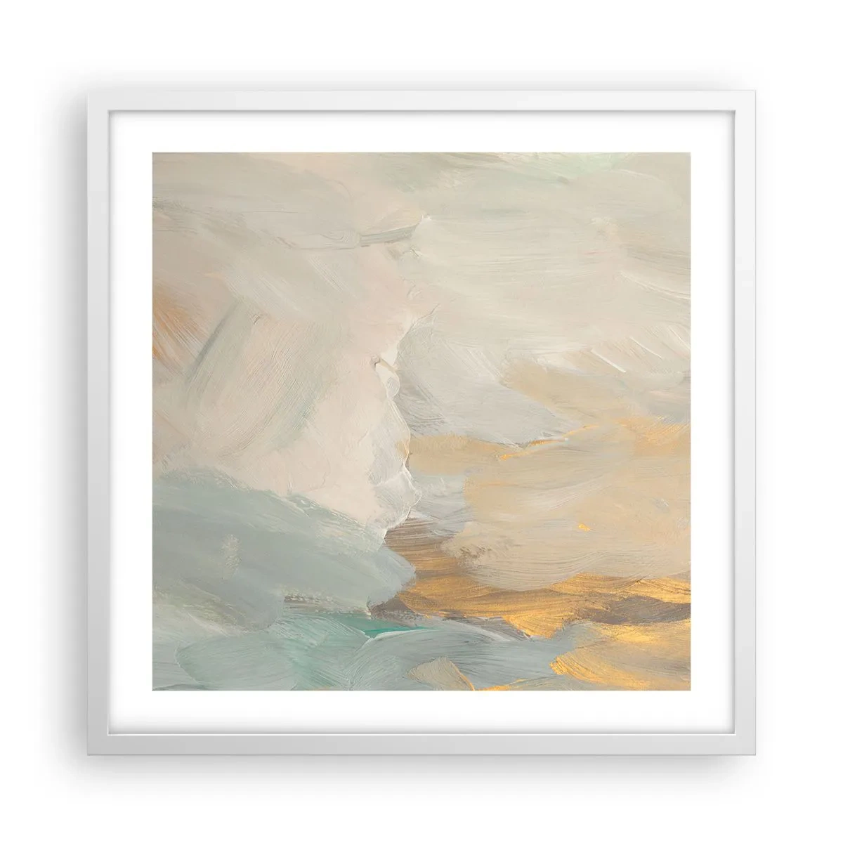 Plakát v bílém rámu - Abstrakce – krajina něhy - 50x50 cm