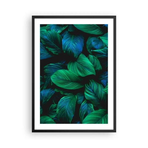 Plakát v černém rámu - Zelené listy v intenzivních odstínech - 50x70cm - V zeleném davu - Moderní nástěnná dekorace do obývacího pokoje a ložnice ARTTOR