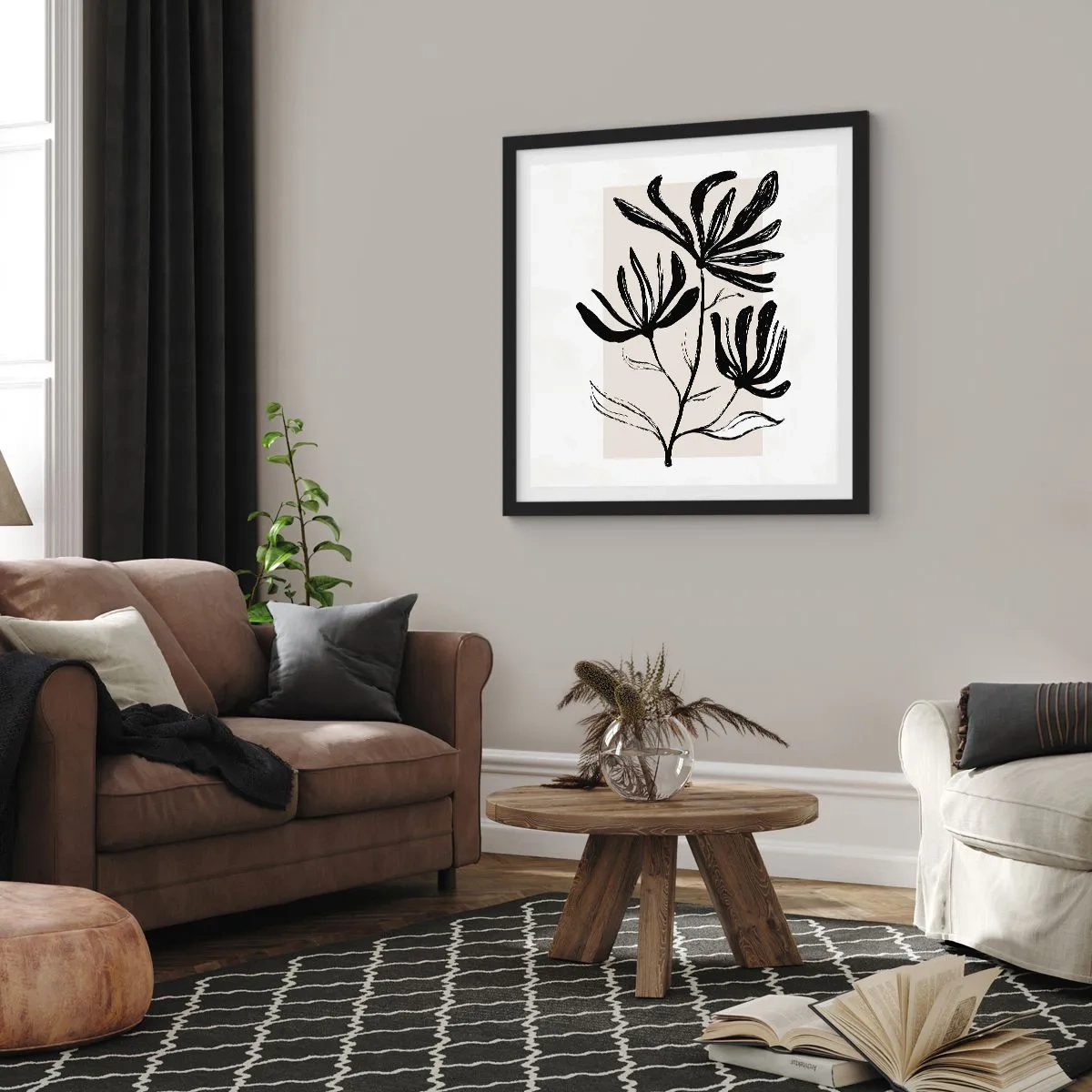 Plakát v černém rámu - Náčrtek pro herbář - 40x40 cm
