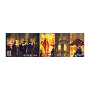 Vzor Fototapety Samolepicí Deluxe Sticker - Následovníci deště - Město, Lidé, Deštník - 100x30 cm