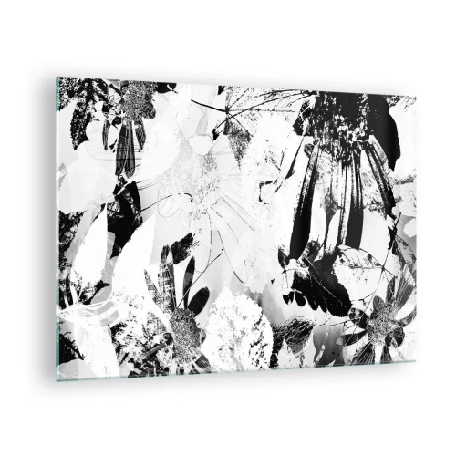 Obraz na skle - Černobílé květinové aranžmá v uměleckém stylu - 70x50cm - Podzim v negativu - Moderní nástěnná dekorace do obývacího pokoje a ložnice ARTTOR