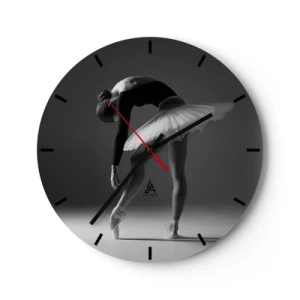 Nástěnné hodiny - Černá a bílá baletka v klasické taneční póze - 30x30cm - Bella ballerina - Moderní nástěnná dekorace do obývacího pokoje, kuchyně a ložnice ARTTOR