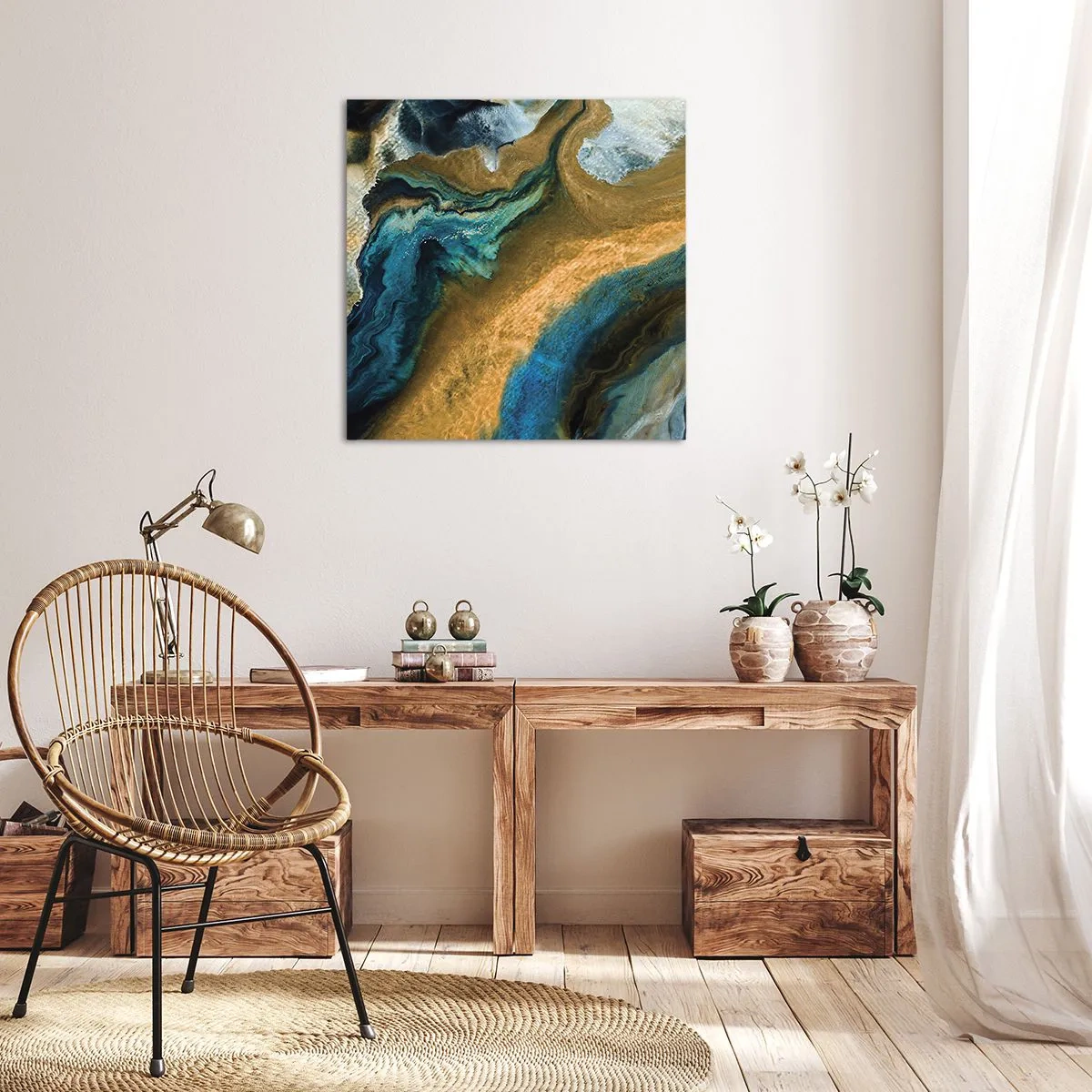 Obraz na plátně - Modrá – žlutá – vzájemné vlivy - 30x30 cm