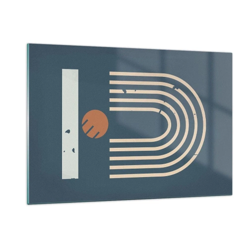 Obraz na skle - Geometrie v námořnické modři - 120x80 cm