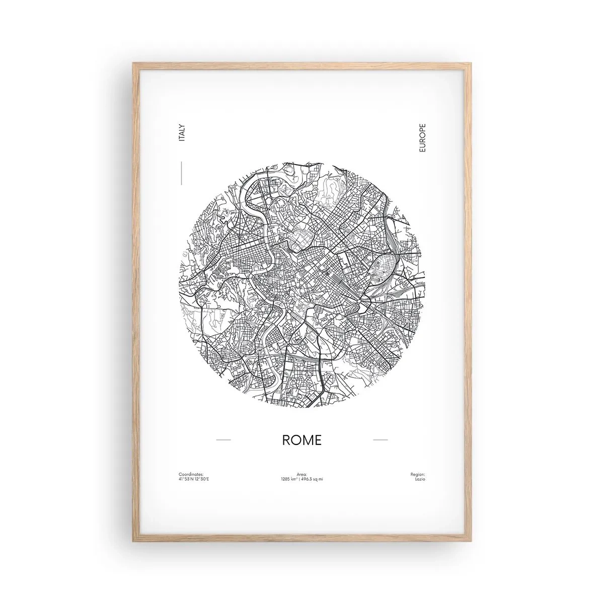 Plakát v rámu světlý dub - Anatomie Říma - 70x100 cm