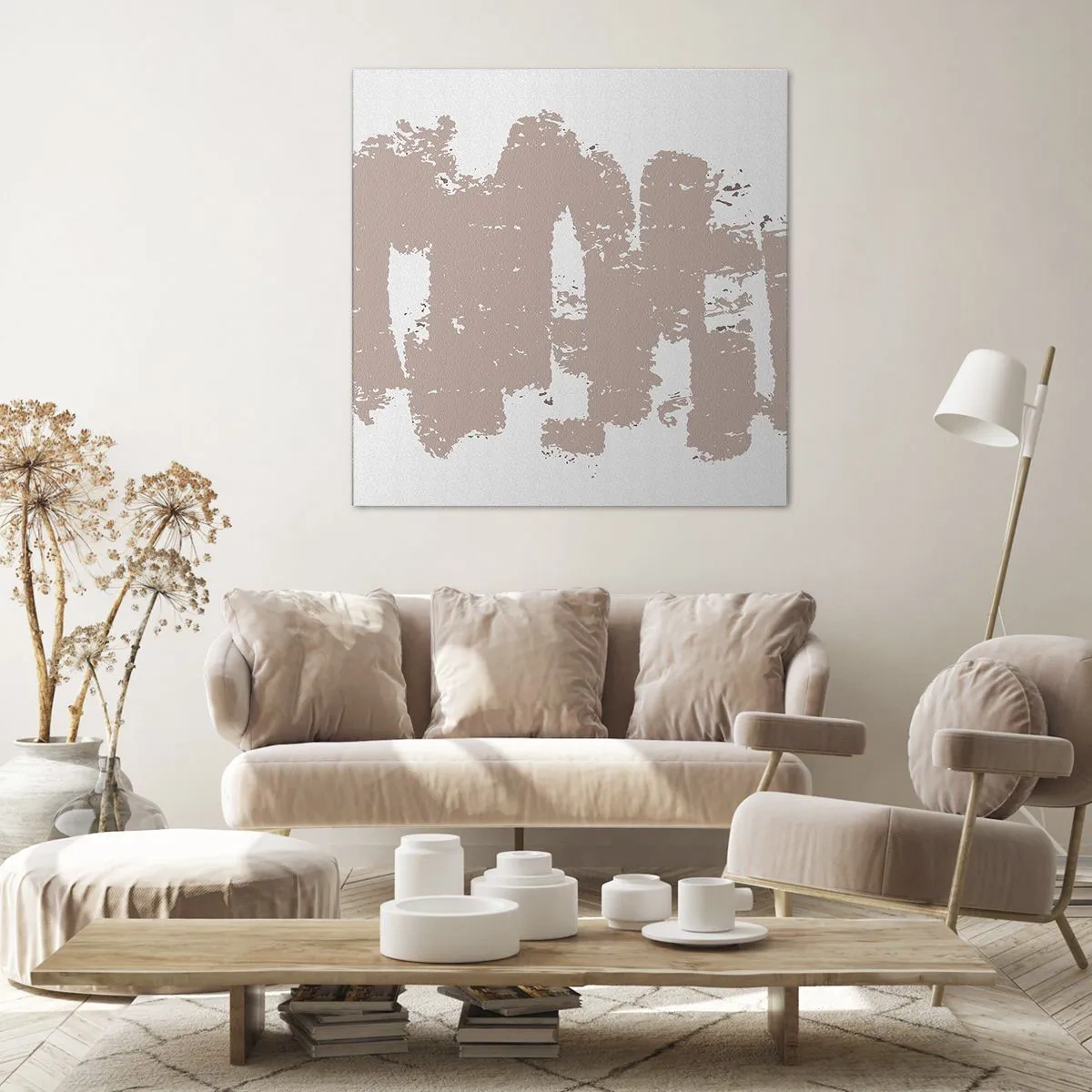 Obraz na plátně - Abstrakce v jemné růžové - 40x40 cm
