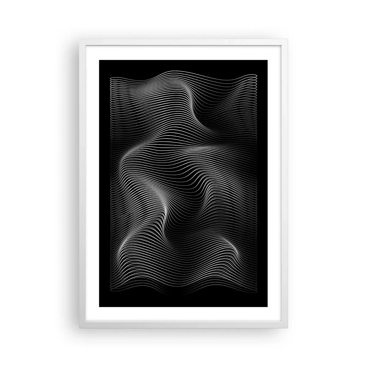 Plakát v bílém rámu - Tanec světla v prostoru - 50x70 cm