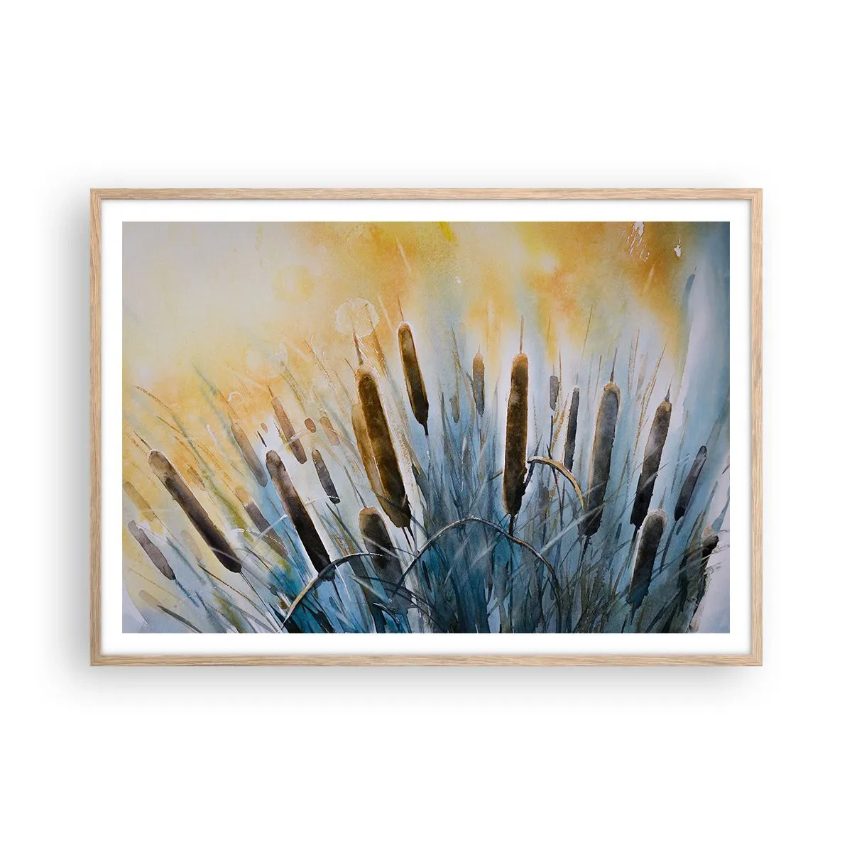 Plakát v rámu světlý dub - Chlad vody, žár slunce - 100x70 cm