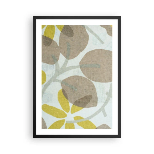 Plakát v černém rámu - Jemná botanická grafika v přírodních barvách - 50x70cm - Kompozice v plném slunci - Moderní nástěnná dekorace do obývacího pokoje a ložnice ARTTOR