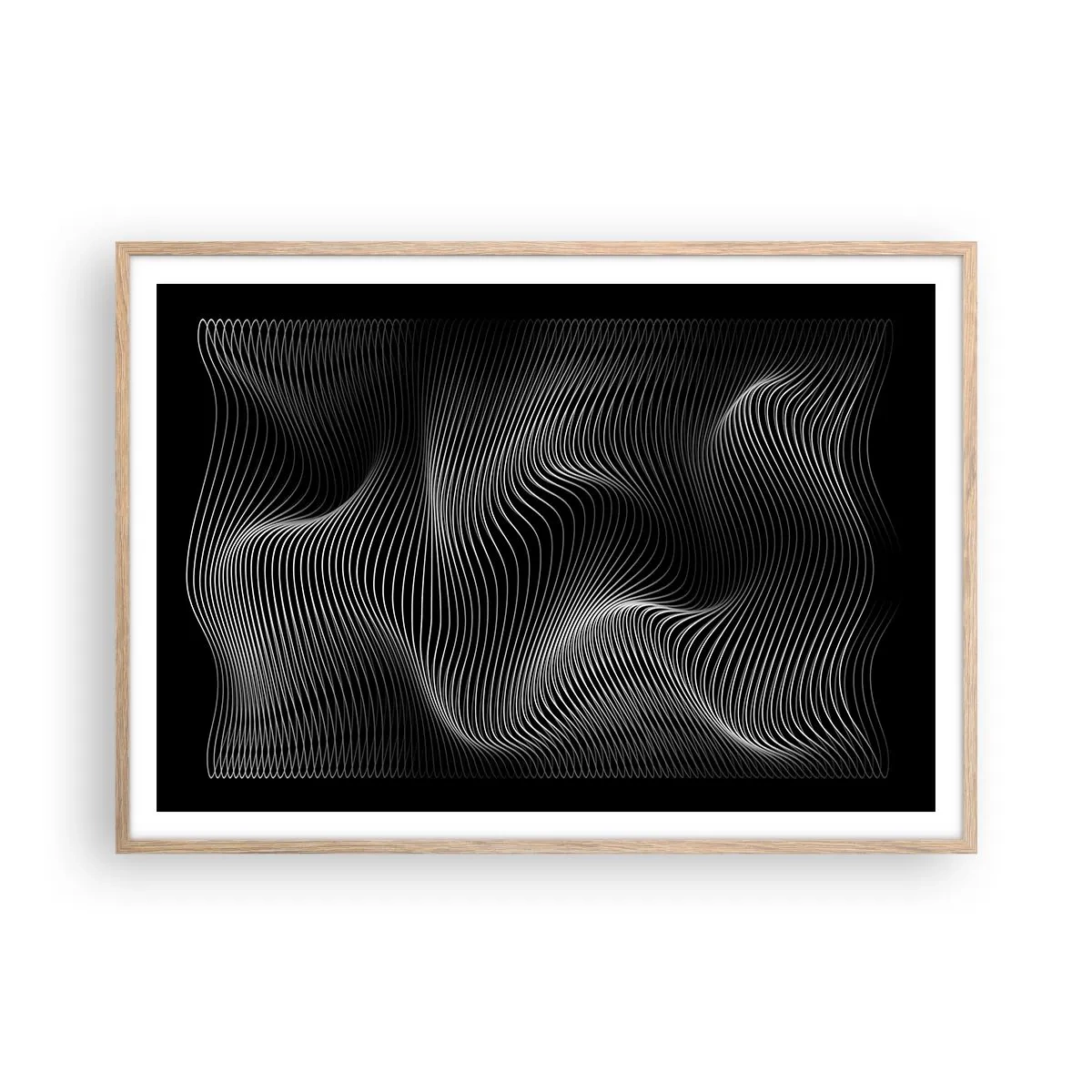 Plakát v rámu světlý dub - Tanec světla v prostoru - 100x70 cm