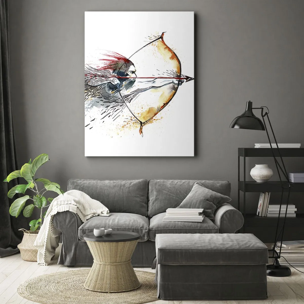 Obraz na plátně - Mytický bojovník s ohnivým lukem - 50x70 cm
