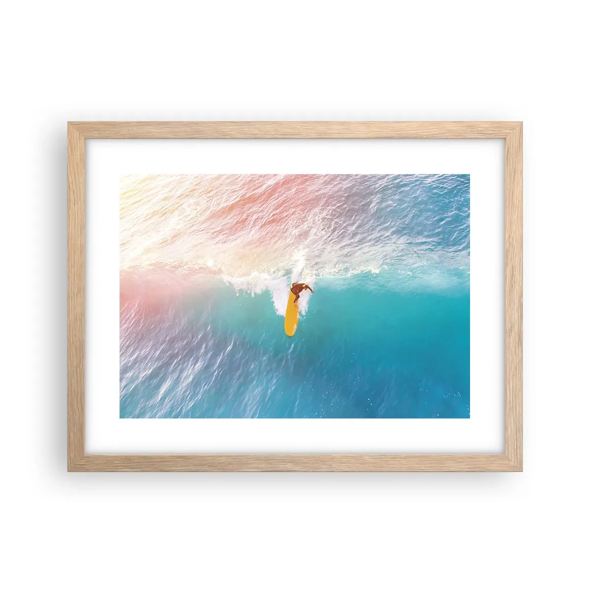 Plakát v rámu světlý dub - Oceanický jezdec - 40x30 cm
