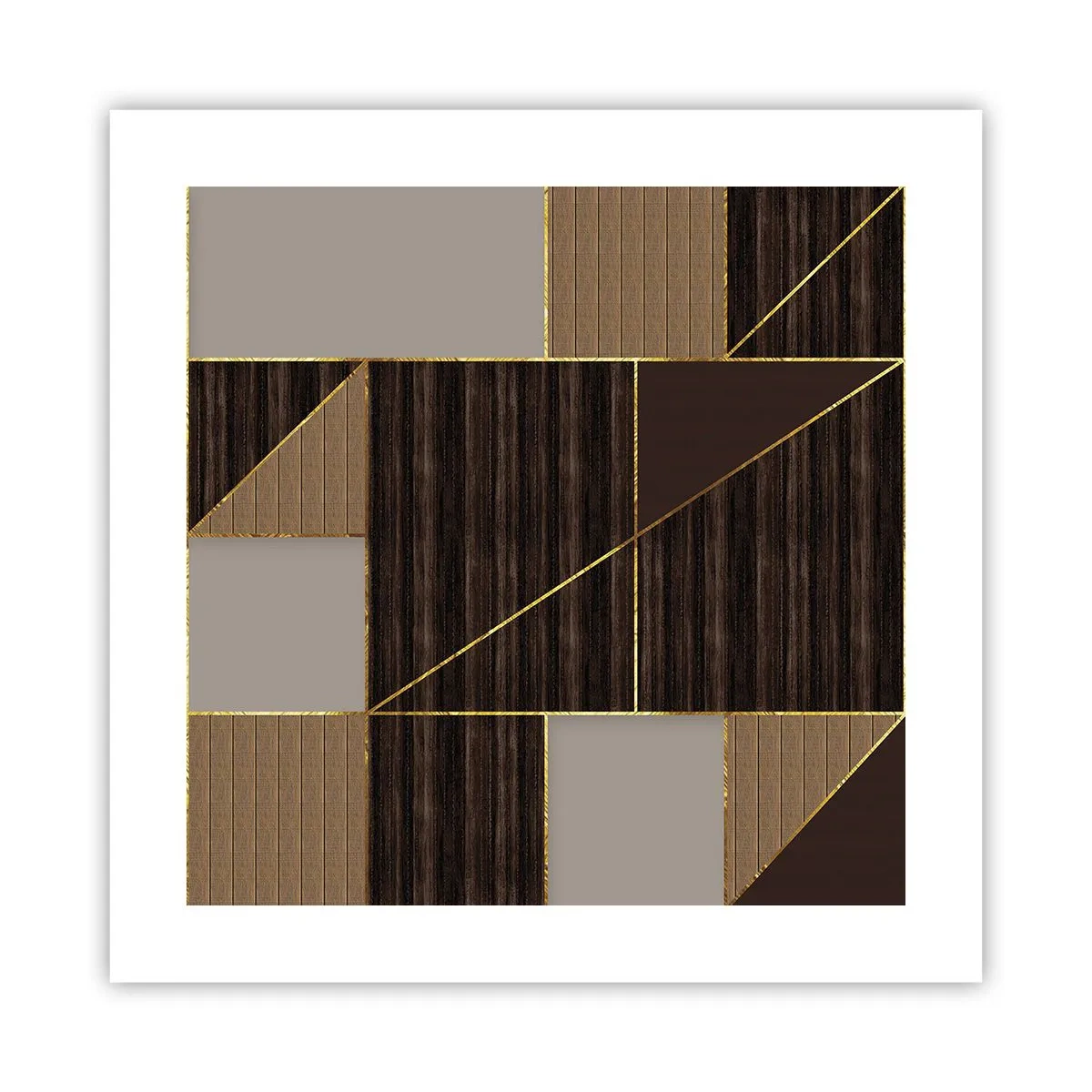 Plakát - Mozaika hnědé a zlaté - 40x40 cm