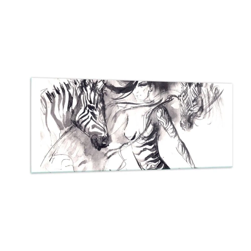 Obraz na skle - Tančící se zebrami - 100x40 cm