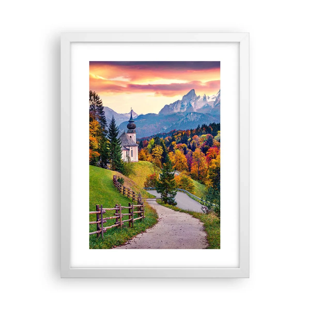 Plakát v bílém rámu - Naprosto ideální krajina - 30x40 cm
