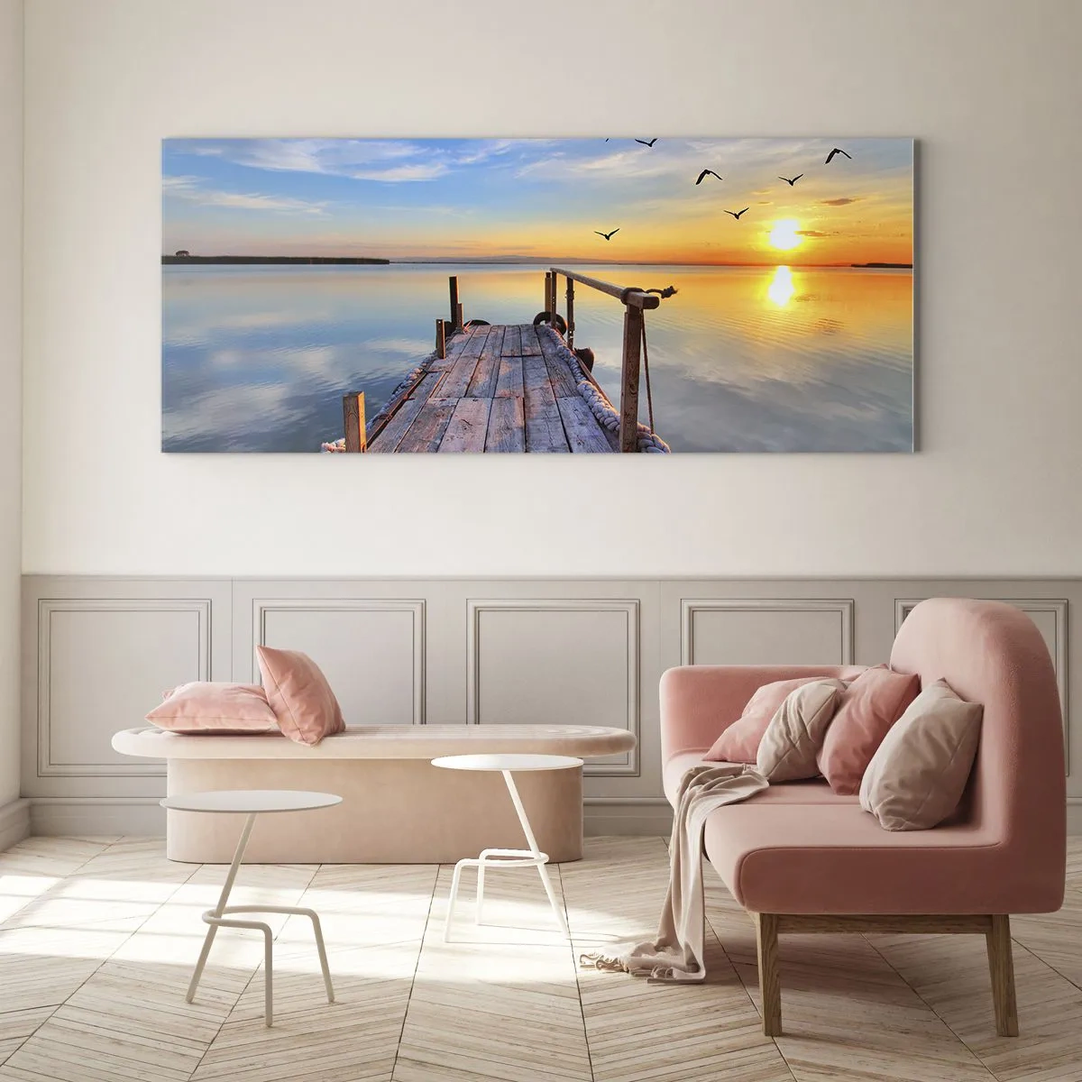 Obraz na skle - Jít před sebe směrem ke slunci - 90x30 cm