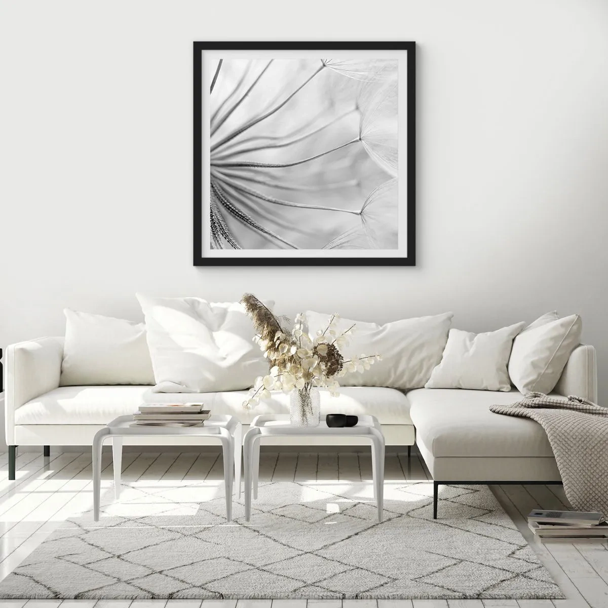 Plakát v černém rámu - Pampelišky - 60x60 cm