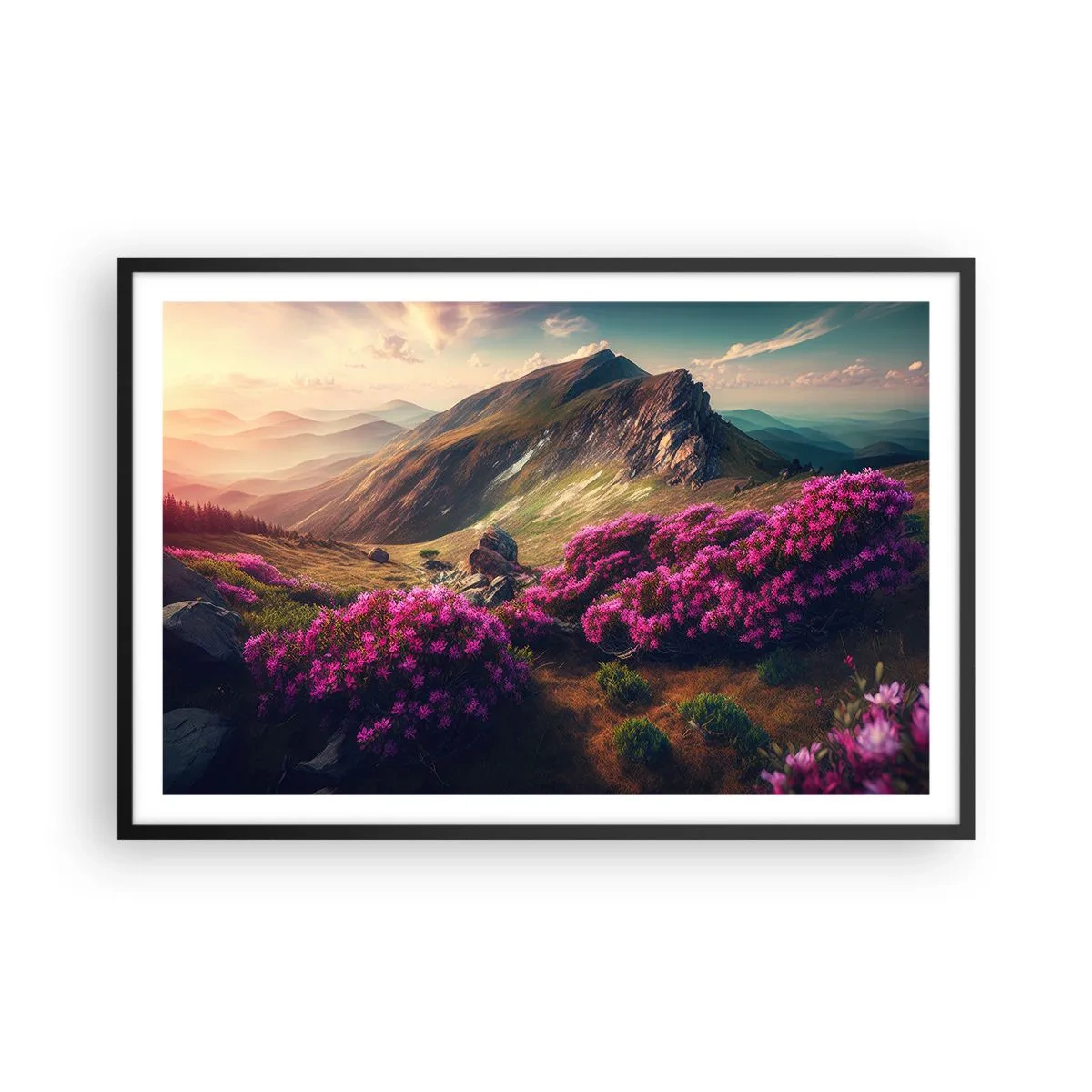 Plakát v černém rámu - Léto na horách - 91x61 cm