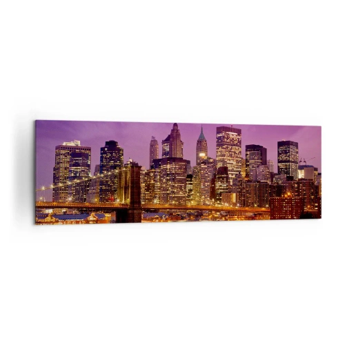 Obraz na plátně - Fialovo-zlatý Manhattan - 160x50 cm