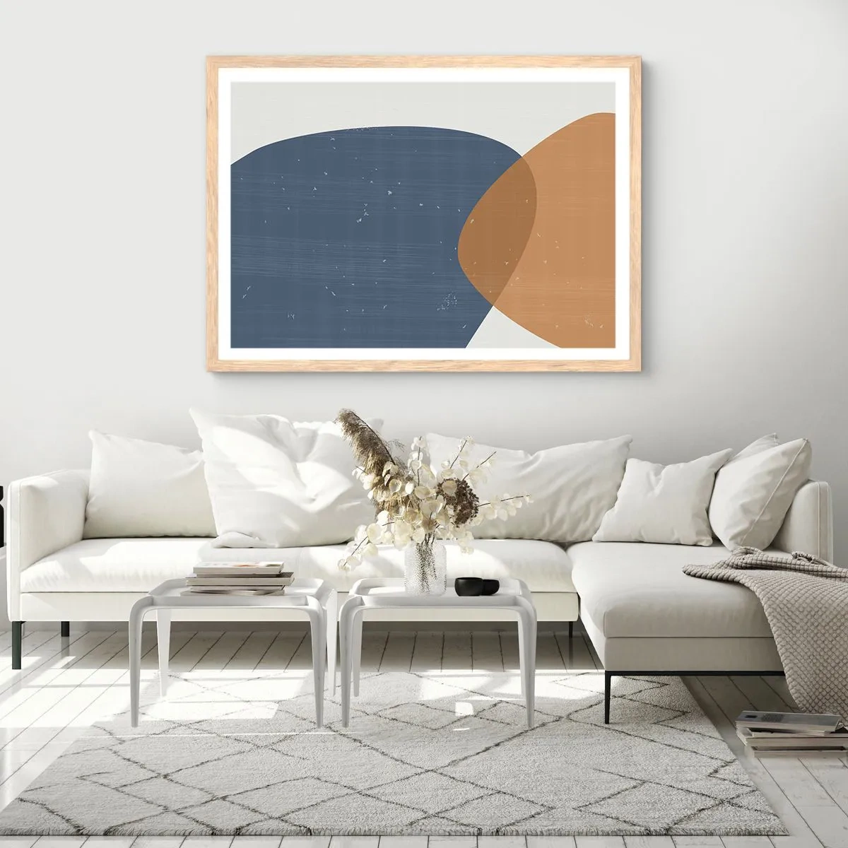 Plakát v rámu světlý dub - Ovály a vlivy - 100x70 cm