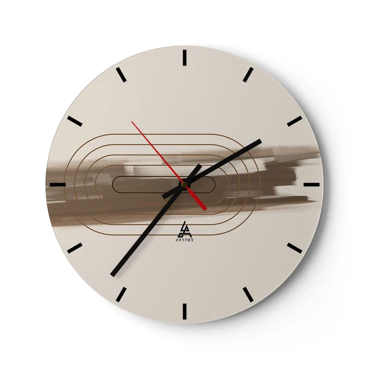 Nástěnné hodiny - Minimalistický vzor s linkami a béžovým pozadím. - 30x30cm - Závan šedi - Moderní nástěnná dekorace do obývacího pokoje, kuchyně a ložnice ARTTOR
