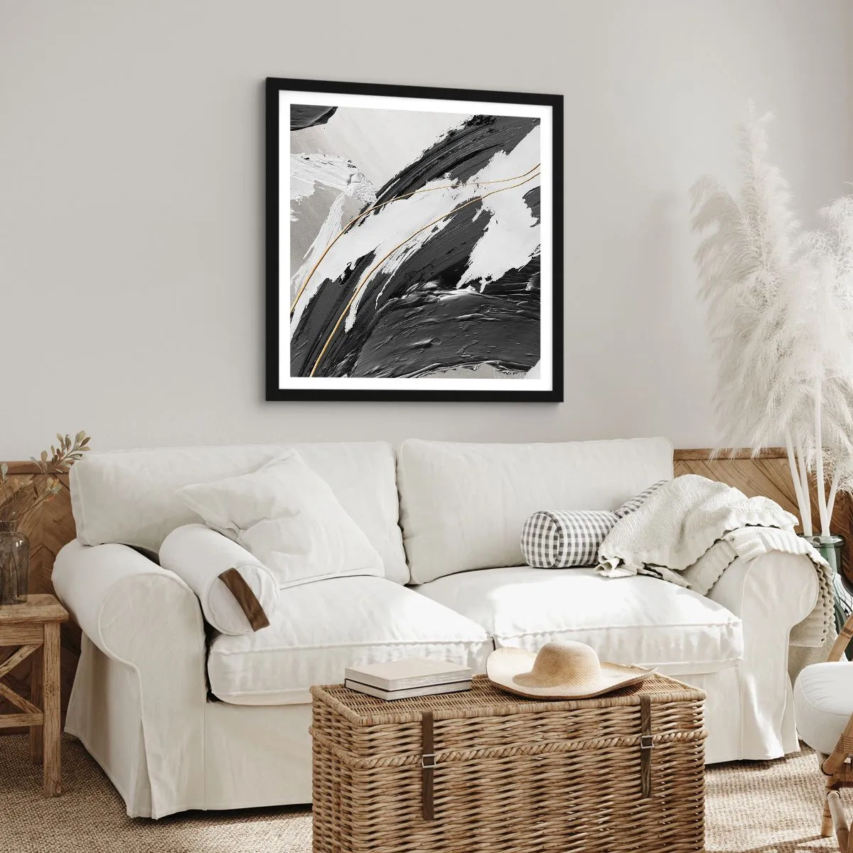 Plakát v černém rámu - Velkorysá abstrakce - 60x60 cm