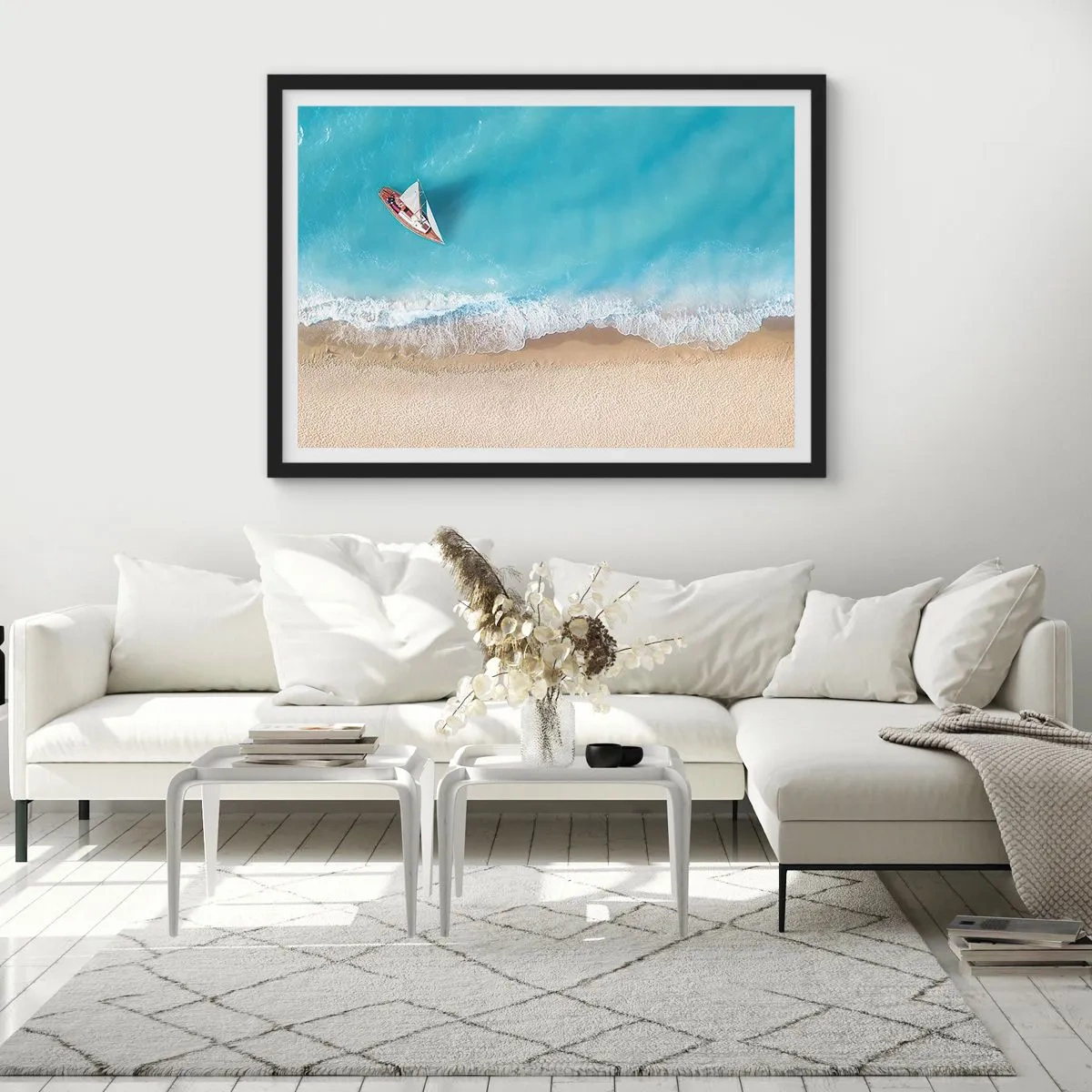 Plakát v černém rámu - Na hranici modré a zlaté - 91x61 cm