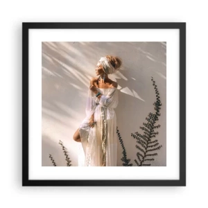 Plakát v černém rámu - Slunce a dívka - 40x40 cm