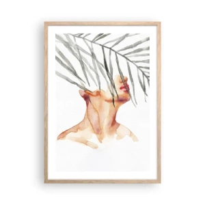 Plakát v rámu světlý dub - Vnímat tep tropů - 50x70 cm