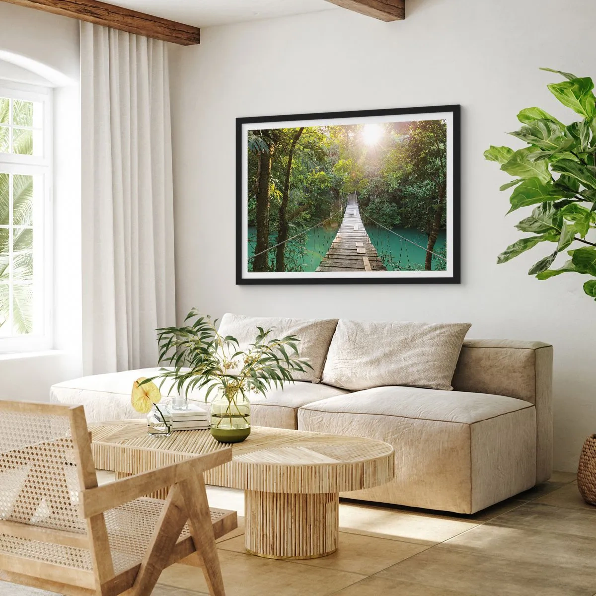 Plakát v černém rámu - Nad azurovou vodou do azurového lesa - 100x70 cm