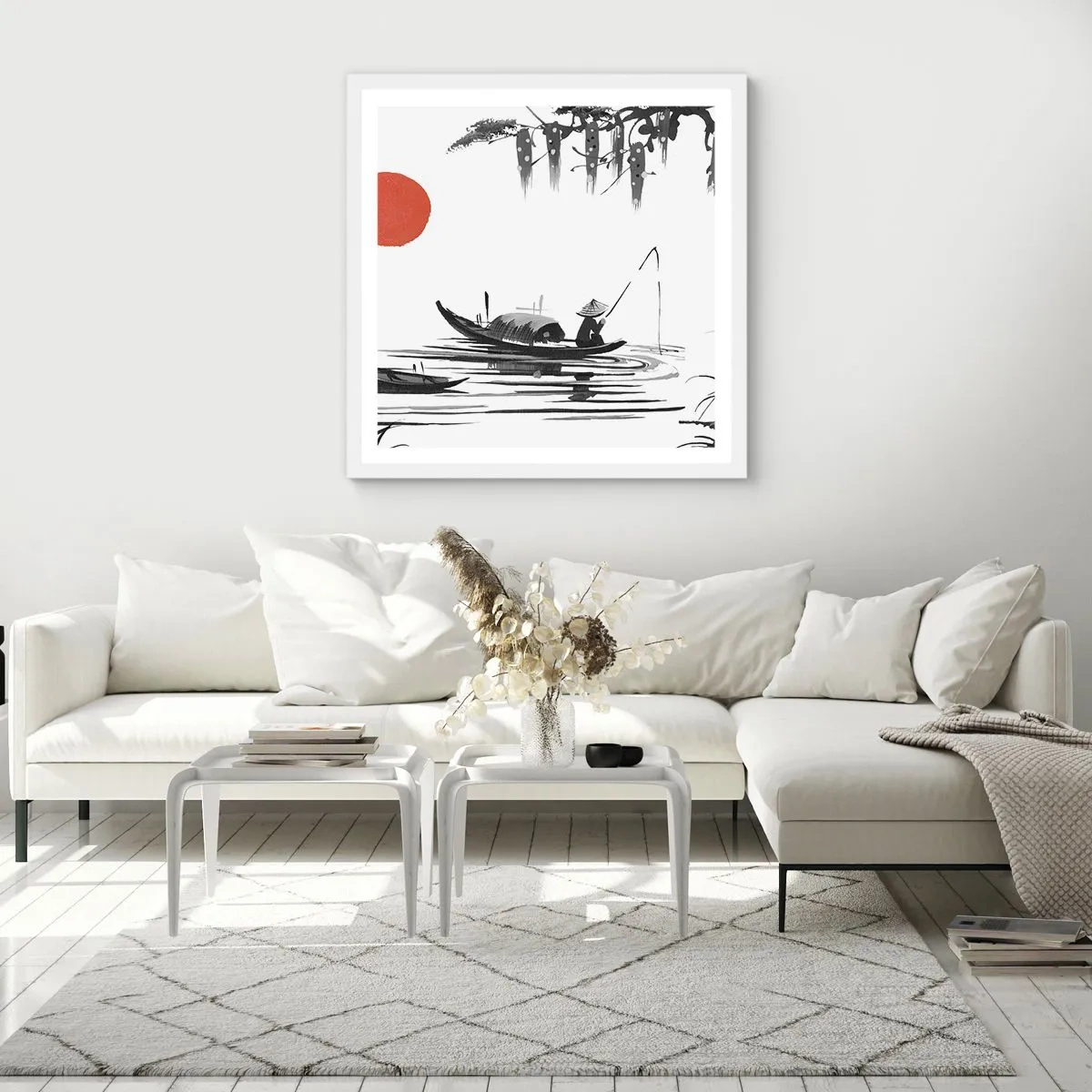 Plakát v bílém rámu - Asijské odpoledne - 60x60 cm